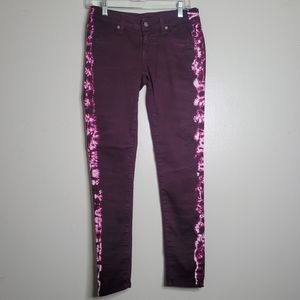 Carmar Maroon Tie-Dye Skinny Jeans